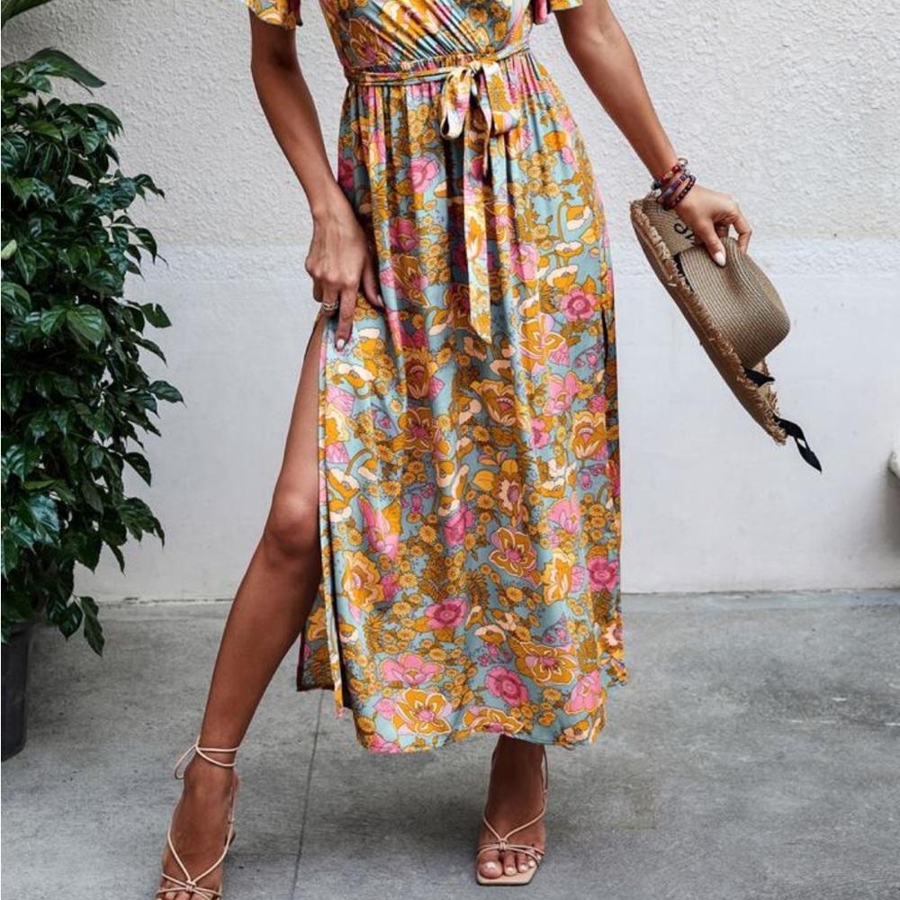 Floral Print Maxi with Side Slit